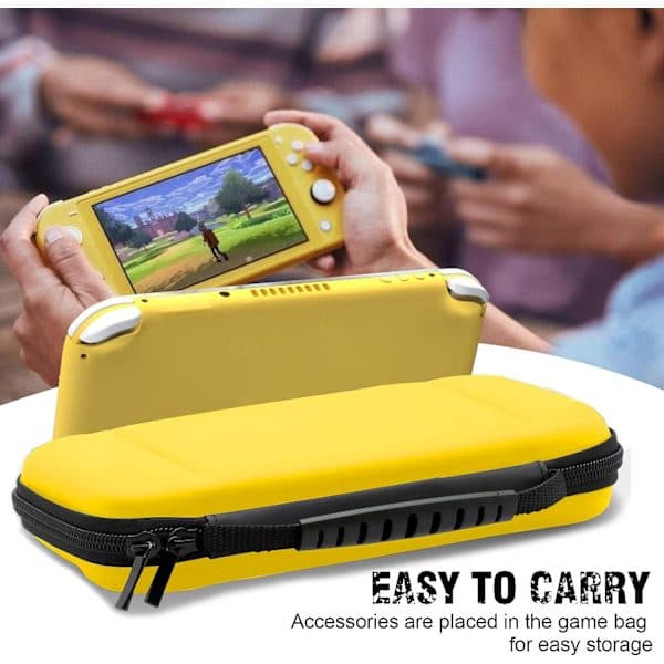 (Yellow) 1 pc Nintendo Switch Lite Case, Hard Case for Nintendo Switch Lite Console, including 8 game cards, JoyCon and other accessories.