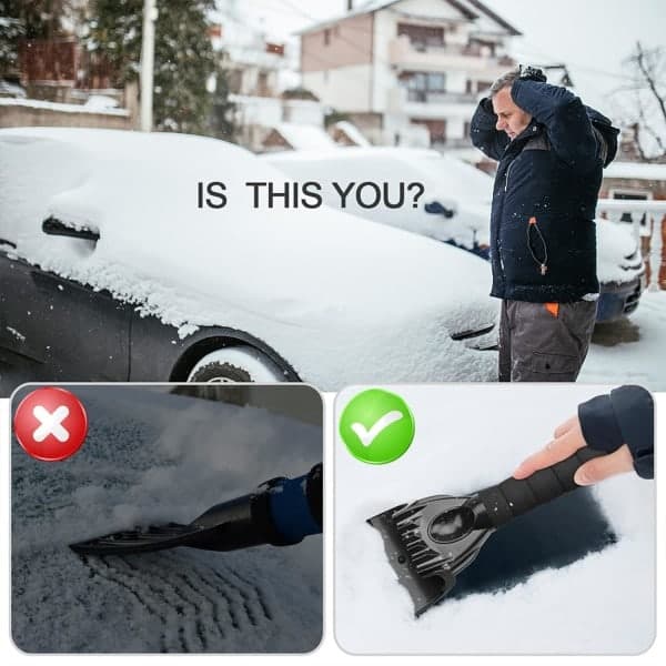 Ice Scraper, Plastic Ice Scraper with Non-Slip Handle, Multifunctional Tool Shovel, Snow Shovel for Car - Black