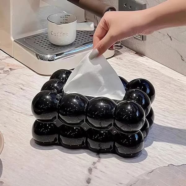 Cotton Candy Tissue Box Cosmetic Tissue Box Tissue Dispenser Paper Storage Box Table Decoration (Black)