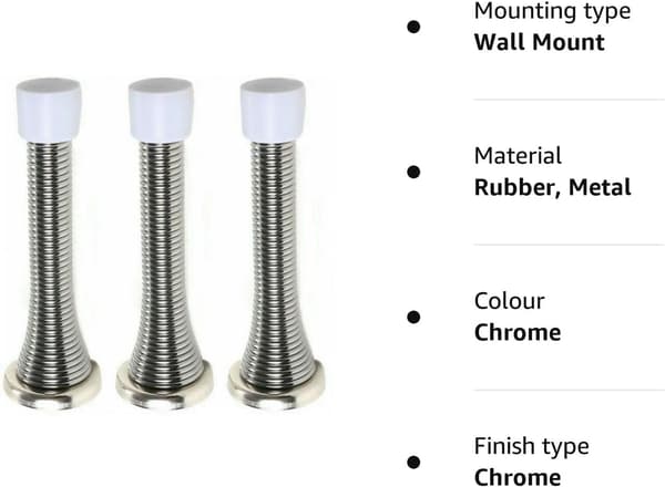3-pack väggmonterade kromfjäderdörrstopp fjäderstopp golvlistbuffert