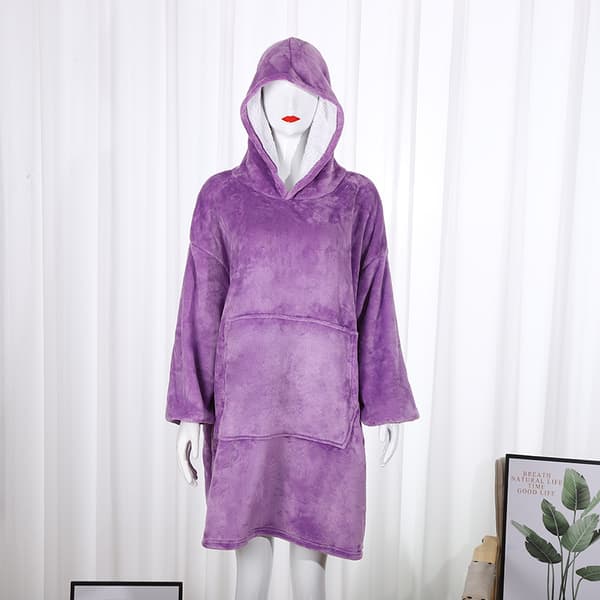 Varm og kald oversized hettegenserteppe (1 stk lilla)