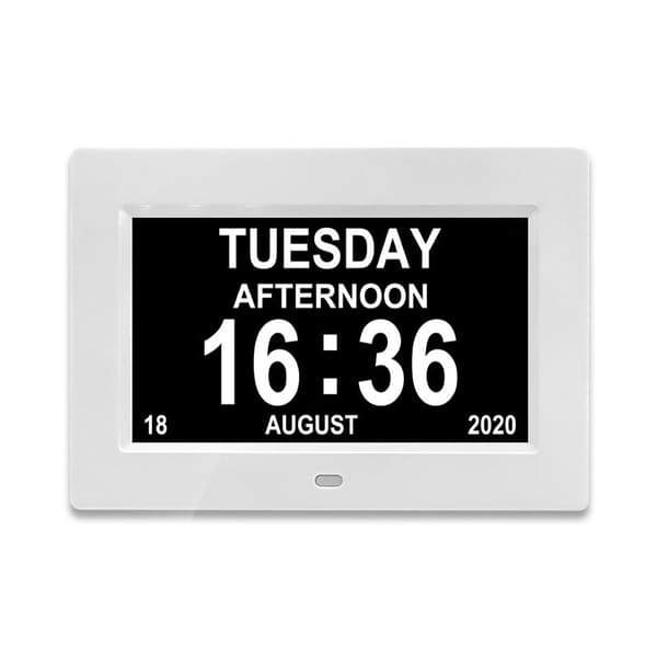 Stor digital dag- og datoklokke for eldre med demens