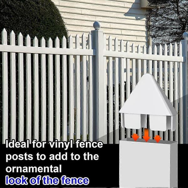 16 stk vinylgjerdehetter, hvite stolpehetter for 7/8\" X 3\" utendørs hagegjerde Hvit White