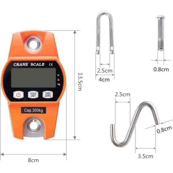 Industrial Hanging Hook Scale 300 kg / 600 lbs with LCD Display, Compatible with Heavy Use