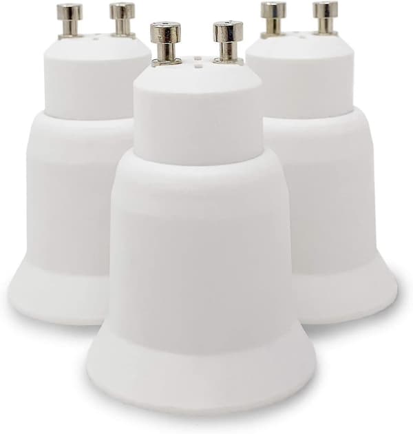 3-pack lampfotsadapter vit Gu10 till E27 sockeladapter för lågenergi halogen LED-lampor