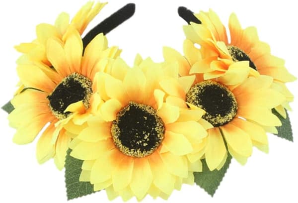 1 stk solsikkehode med blomsterdiadem, dameblomster
