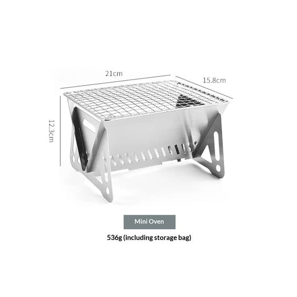 Backpack Stove with Grill Grate, Foldable Stainless Steel Charcoal Grill