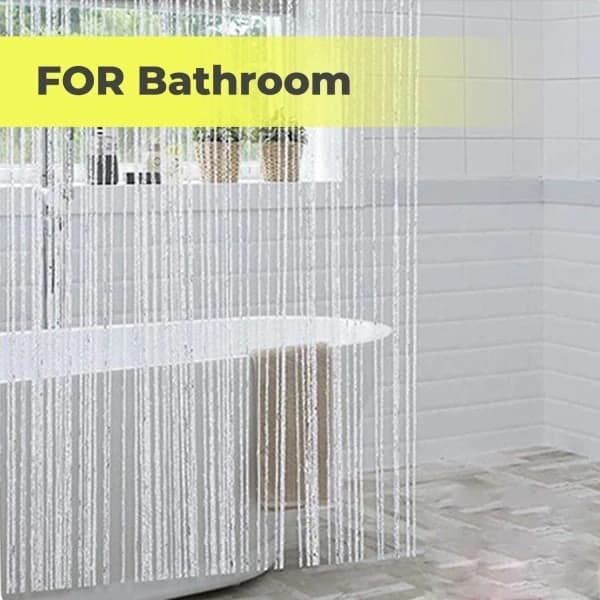 String Curtain Door Fly Screen, Polyester Tassel Room Divider for Doors and Windows Home Decor, White 100 x 200 cm