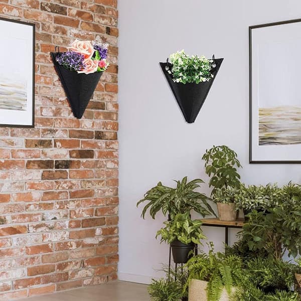 Väggmonterad växtpåse, vertikal planteringsficka, hängande planteringsväska, triangulär design (3 st)