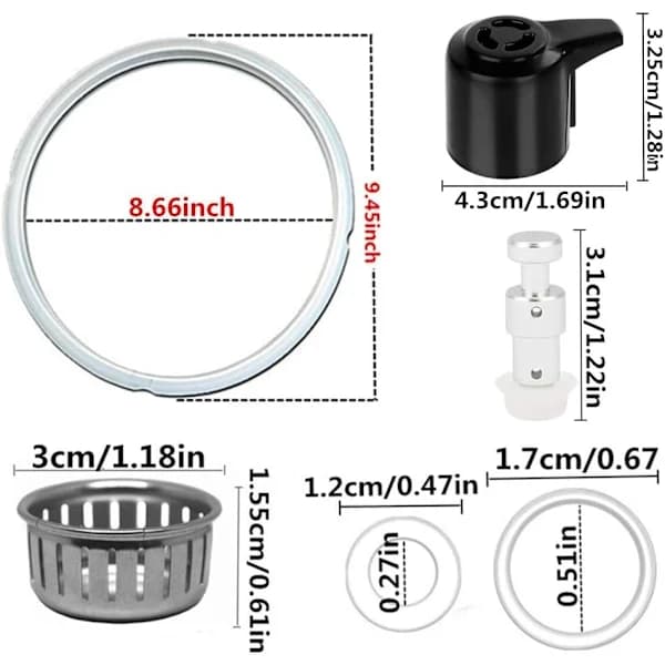 Replacement Parts Set for Instant Pot Duo 5, 6 Quart Qt IP-DUO50 IP-DUO60, Includes Steam Release Handle Sealing Ring A,A