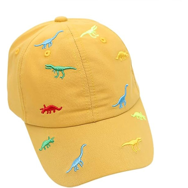 Baby Barn Basebollkepsar Bomull Justerbara Sommarsolhattar för Småbarn Bebis Pojkar Flickor Tecknade Dinosauriehattar Yellow