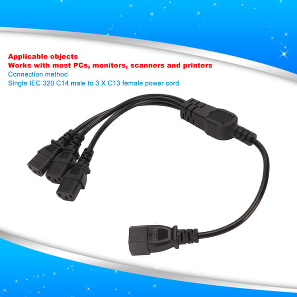 Universal IEC 320 C14 til 3 X C13 Strømkabel - 1 til 3 Splitteradapter