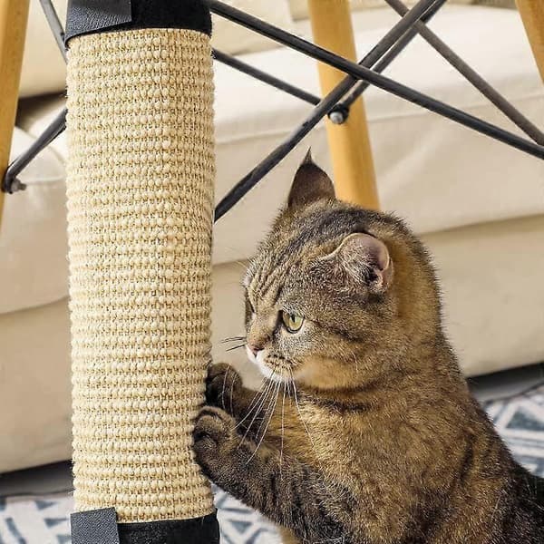 Sisal Klorematte Beige Katt Klorematte Med Borrelås Møbelbeskyttelse Stolben Skrivebord