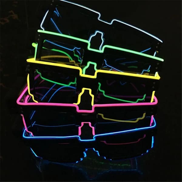 Mosaic LED-briller LED-lysbriller selvlysende i mørket HVIT Hvit