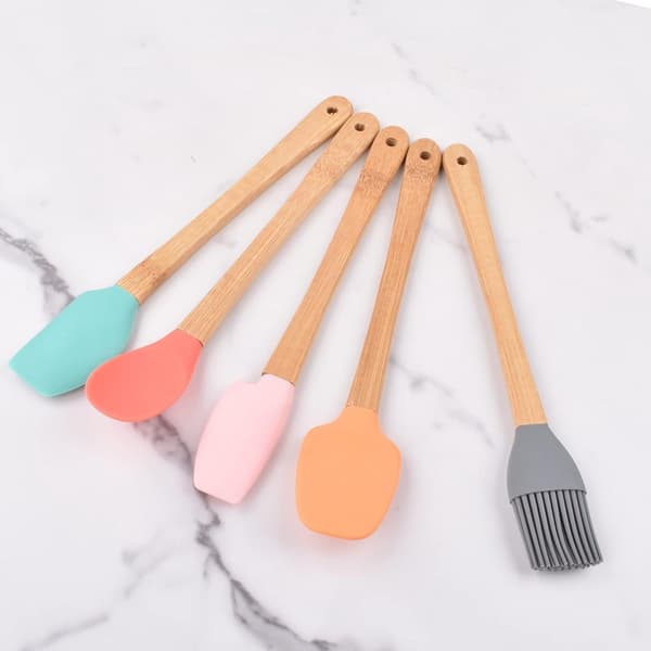 5-piece kitchen utensil set - versatile kitchen tools - silicone and bamboo