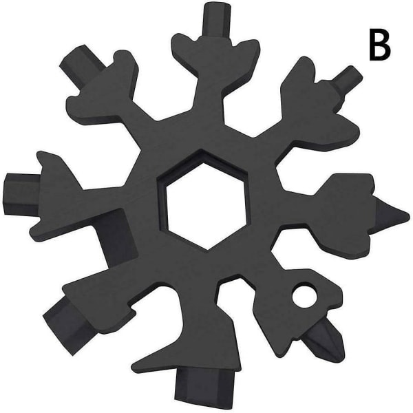 18-i-1 Snöflinga Skiftnyckel Multiverktyg Prylar Present Cool Skiftnyckel Verktyg Julklappar Liten Present till Pappa Make (Svart)