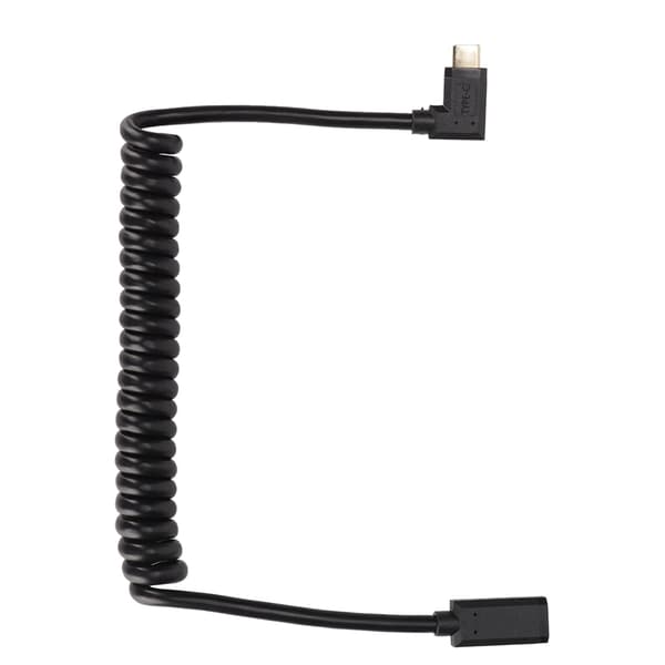 USB C-kabel USB C hun til USB C han 4K 60hz 3A hurtigopladning 10Gbps 1,2m spiraldesign USB C strømkabel hun til han sidebøjning