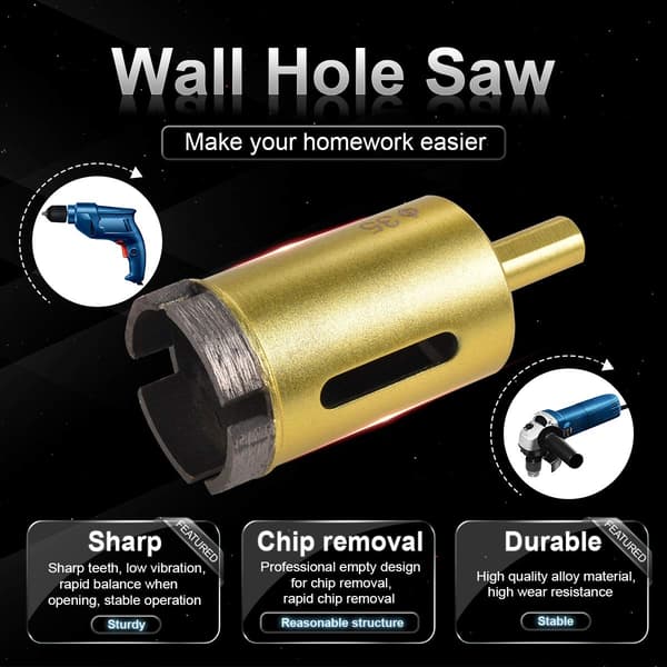 35 mm Diamond Drill Bit, Hollow Core Drill for Slate, Porcelain, Marble, Glass, Ceramics