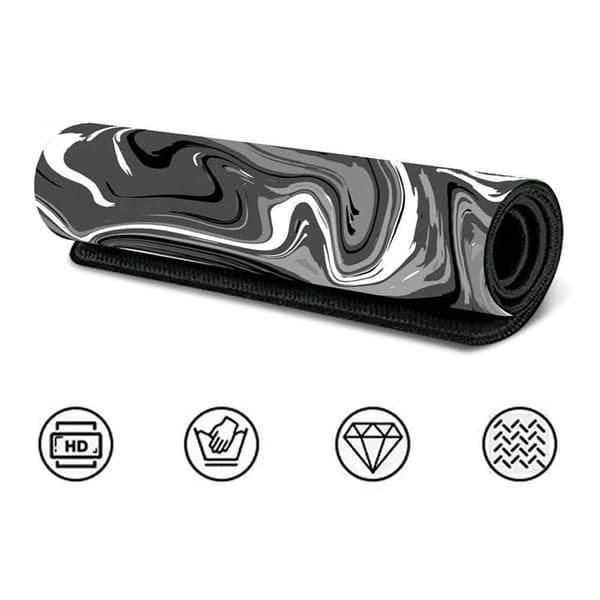 Abstract Black and White Marble Liquid Topographic Contour Map Ink Fluid Wave Gaming Keyboard Mouse