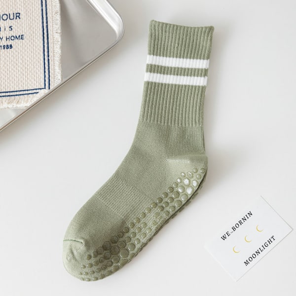 Yogastrømper i bomull for kvinner, sklisikre pilatesstrømper midt på leggen, sklisikre strømper, lange strømper, atletiske strømper Pin Pink Average size-yoga socks