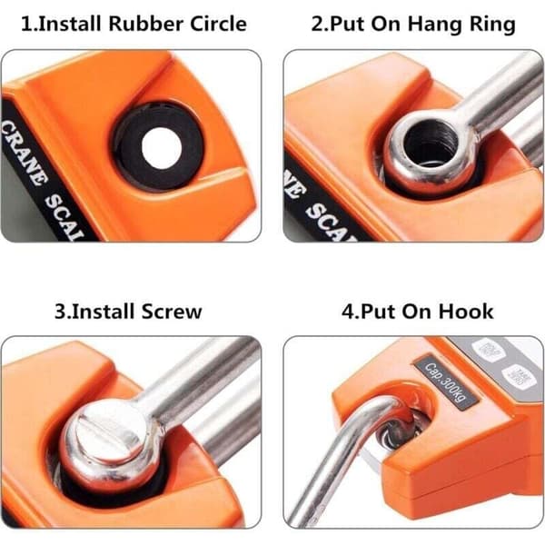 Industrial Hanging Hook Scale 300 kg / 600 lbs with LCD Display, Compatible with Heavy Use