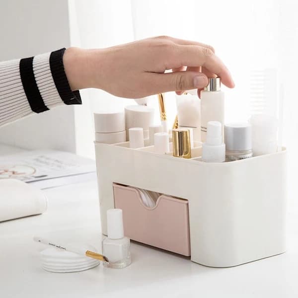 Bordsskuffe Opbevaring Makeup Kosmetisk Holder Boks Pladsbesparende (Pink) Diverse