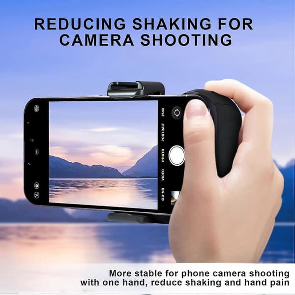Phone Camera Grip with Zoom Remote, Smartphone Handle Holder with Wireless Shutter, Phone Filming Accessories Vlog Recording