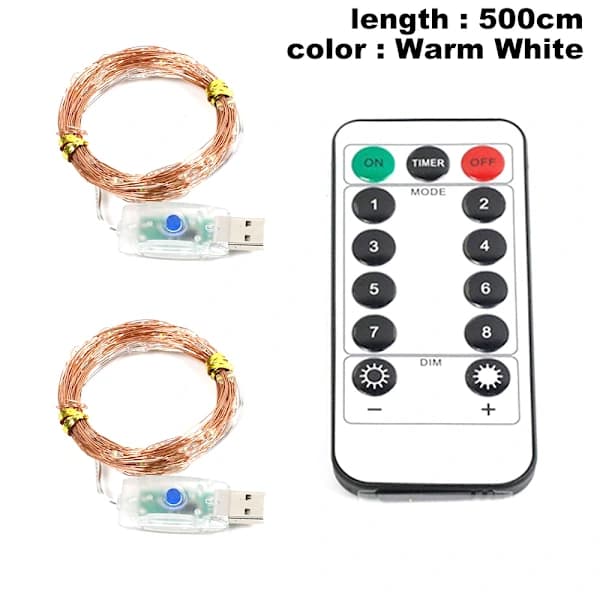 2-pack 16,4' 50 LED String Lights with Remote Control