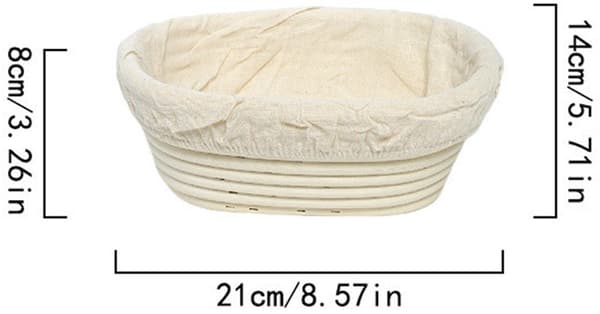 2 Rund Jäskorg Brödjäskorg Surdegsjäskorg Handgjord Rotting Skål 20cm Diameter med Tygfoder Beige