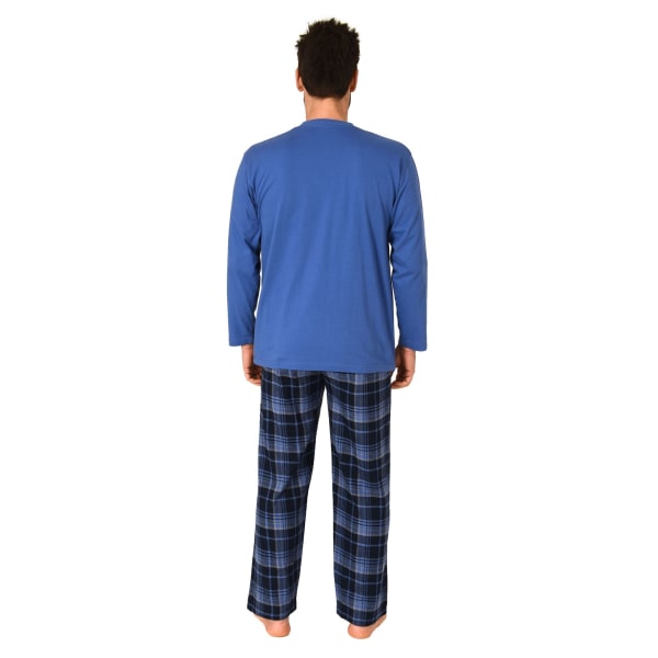 Lång pyjamas herr med rutiga flanellbyxor