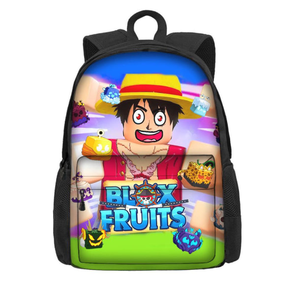 Børnerygsæk roblox blox fruits folkeskoletaske polyester skoletaske med stor kapacitet