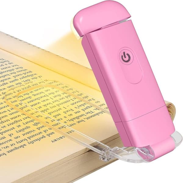 Amber Book Light, USB Rechargeable Reading Light, Clip-on Light for Books, Adjustable Brightness, Sleep Aid Light, Warm White Light