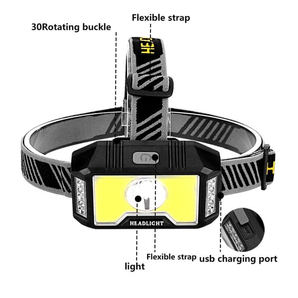 1 pc. COB strong light headlamp USB rechargeable outdoor