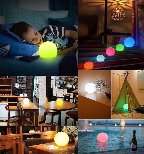 LED Floating Ball, 3 inch Waterproof Night Light with Remote Control, 16 RGB Colors and Dimmable Night Light