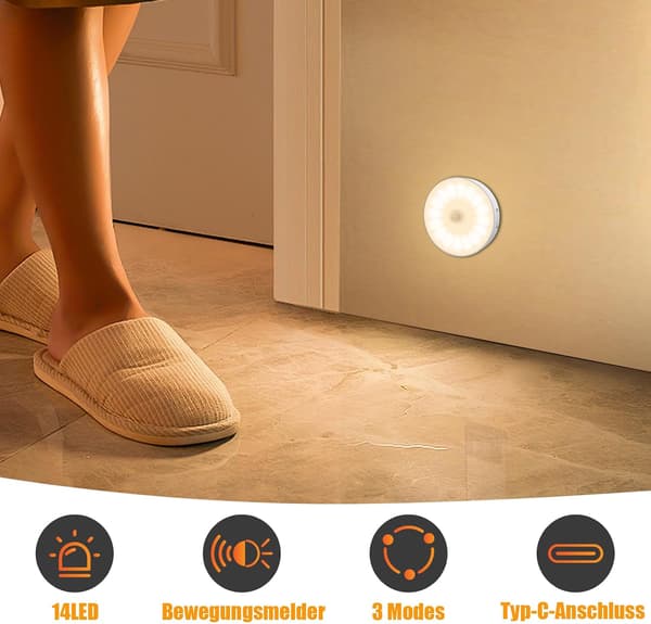 Rechargeable Night Light, 6-pack, USB Cable, 3000K Warm White CJY Warm White 6 pieces Warm White 6 pieces