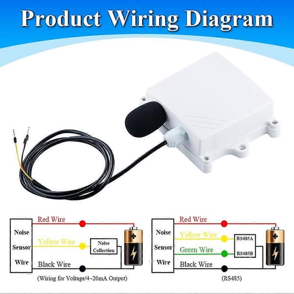 30-130dB Noise Sensor Module Modbus-RTU RS485 Industrial Decibel Meter Transmitter 20Hz-12.5KHz White Vit