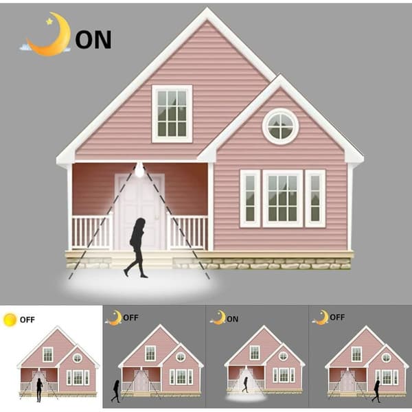 B22 Bayonet LED Motion Sensor Bulb, 12W, 1020lm, Cool White 6000K, CIR 85, IP42 Waterproof Energy Saving, Non-Dimmable, Motion Sensor Lamp (2-pack)