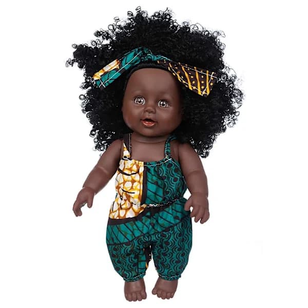 Børnelegetøj Sort Baby Sød Krøllet Sort 35CM Vinyl Babylegetøj