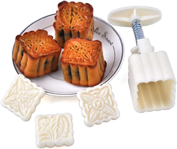 Mooncake Fodant Moon Cake Form med 12 mønstre for 4 sett