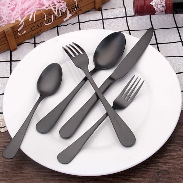 Matte Black Cutlery Set, 30-Piece Stainless Steel Flatware Set, Kitchen Set for 6 People, Tableware Set