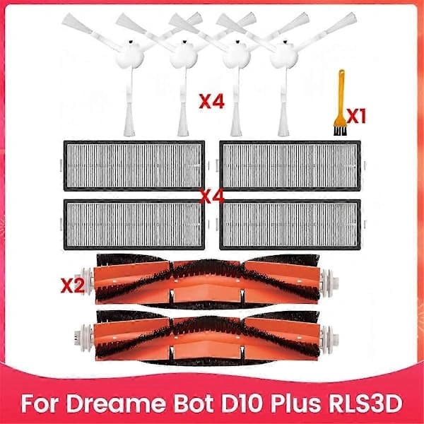 Tilbehørssett for Dreame Bot D10 Plus RLS3D Robotstøvsuger Hovedbørste Hepa Filter Erstatning S
