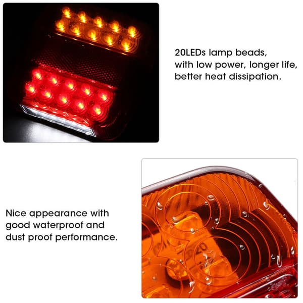2 stk 12V 20 LED båtbilsvogn baklysindikator bremselys blinklys
