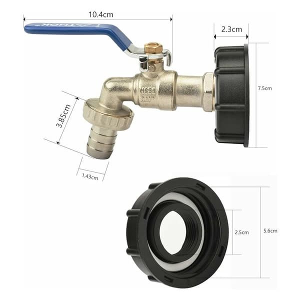 Tankhaneadapter 3/4\" gevindforbindelse S60X6 Vandtank Messingventil Reservedele eller 3/4\" Metalslangeforbindelse (Blå)