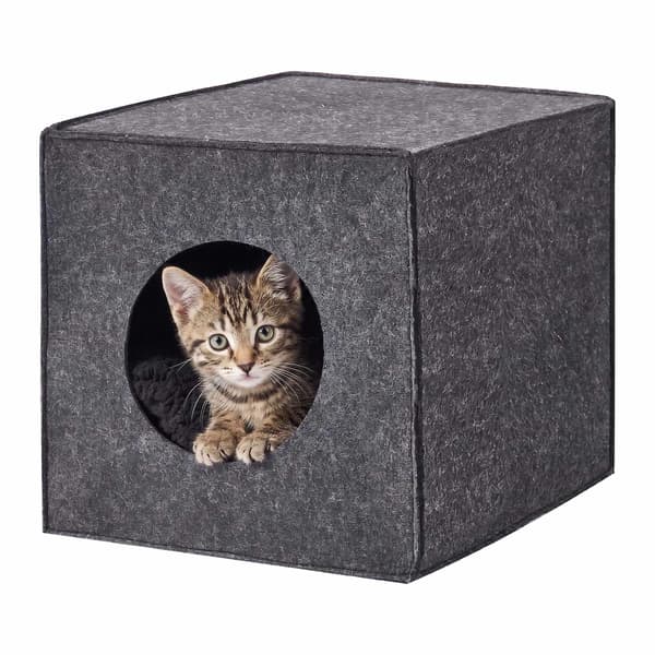 Felt Cat Cave Cube, Foldable Shelf Insert with Cushion | Fyndiq