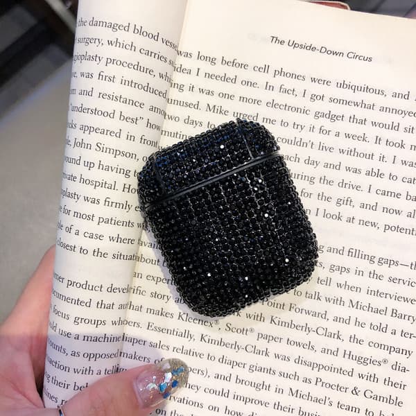 Blinkande kuulokekotelo AirPodeille (musta), ylellinen kimalteleva