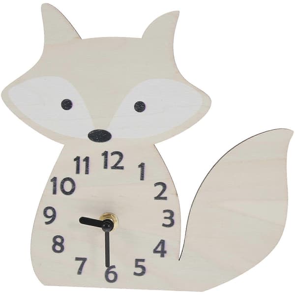 Household Wall Clock Cute Fox Shaped Clock Office Wooden Wall Clock Without Battery
