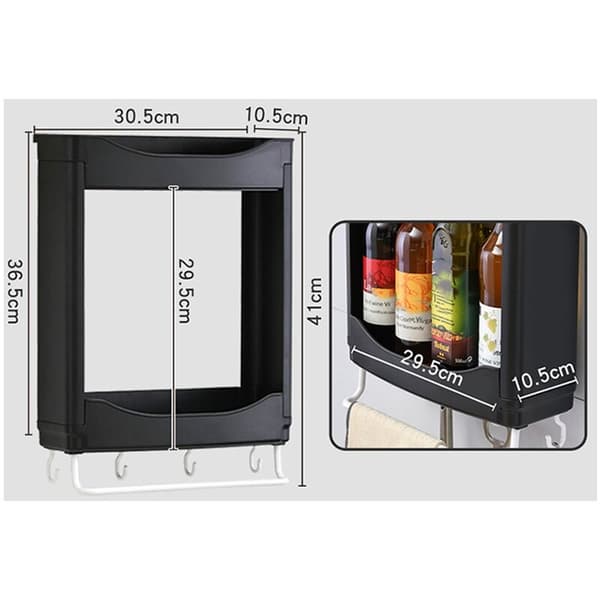 Plastic Kitchen Shelf for Spices Hanging Wall Decor Shelf Spice Jar Holder White
