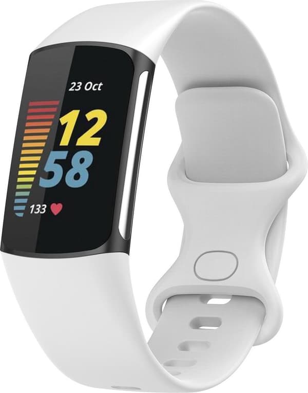 Luxury Large White Silicone Strap for Fitbit Charge 5 - Sport Band Replacement