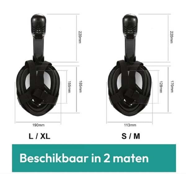 Snorkelmaske til voksne L/XL - Sort snorkelsæt