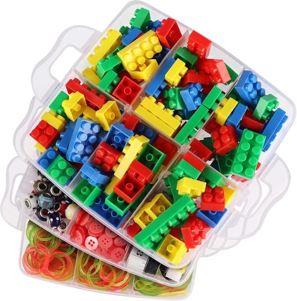 Storage Box with Compartments - 3-Tier Detachable and Stackable Storage Box with Compartments in Transparent Plastic - Storage Box